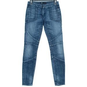 3x1 Jeans Moto Skinny Biker Low Rise Edgy Rock Streetwear Y2K Statement Blue 26